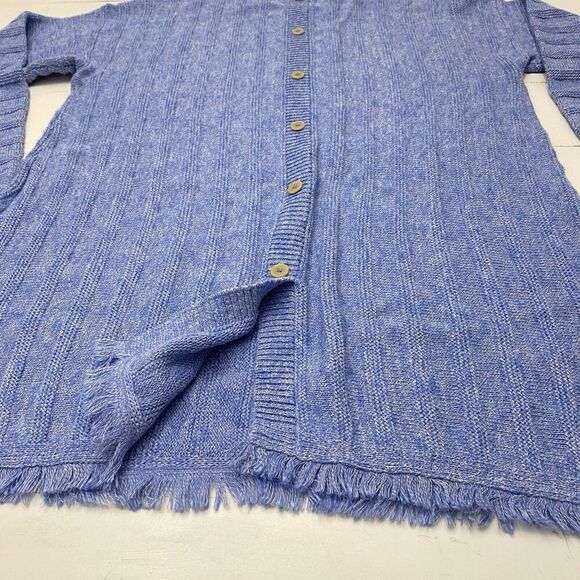 J. Jill Blue Round Neck Tunic Length Ribbed Knit Sweater Button Detail Sz M - Picture 4 of 11